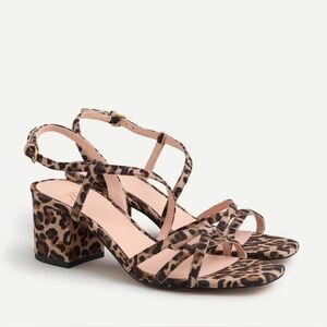 $138 J. CREW “Odette” Leopard Suede Leather Block Heel Strappy Sandals Size 6.5
